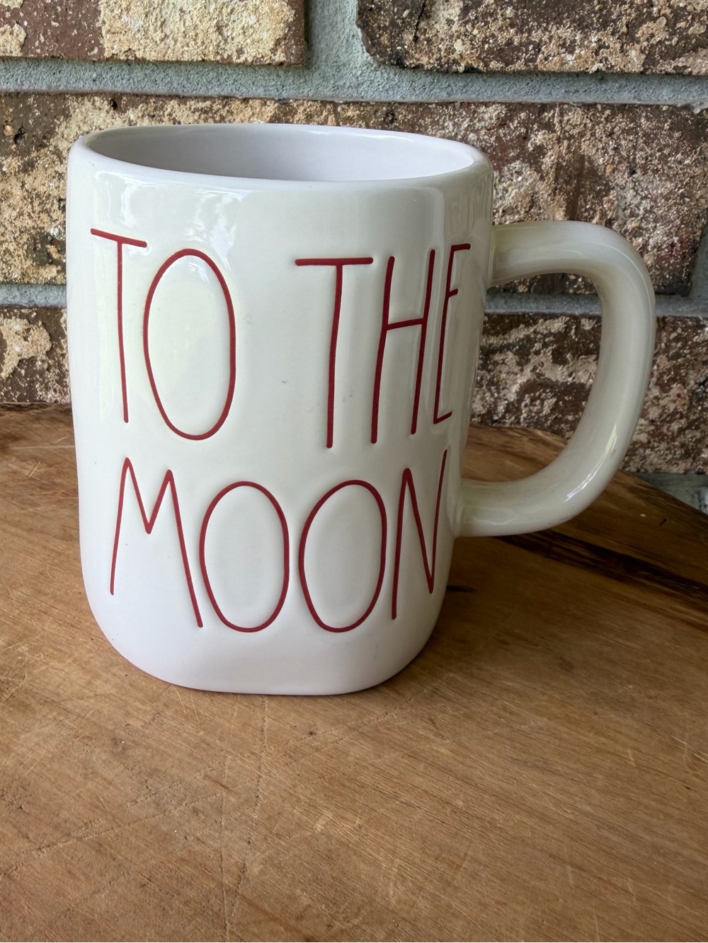 Rae Dunn To the Moon and Back Mug Red & White Beautiful Condition!